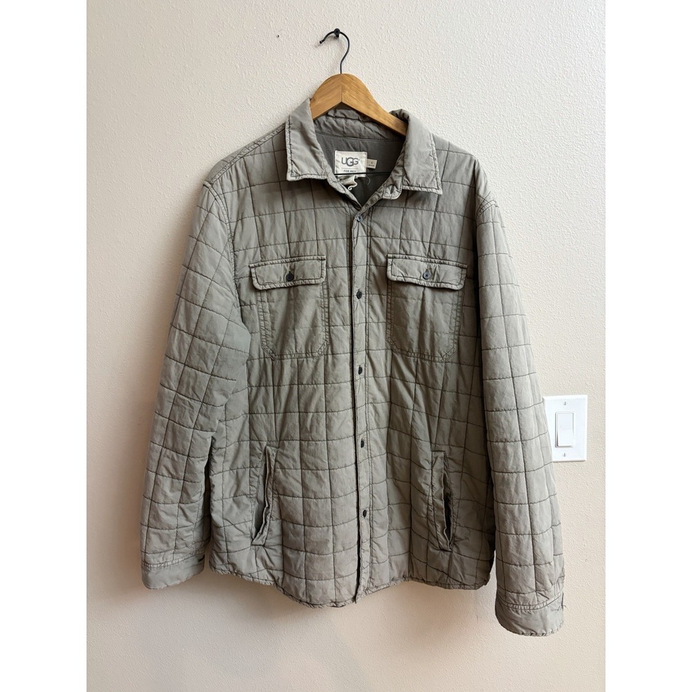UGG Quilted Shirt Jacket XL Gray Button Front Puffer Shacket Mens